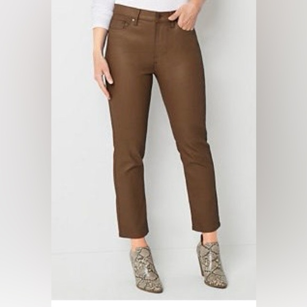 a.n.a Coated High-Rise Slim Straight Pants